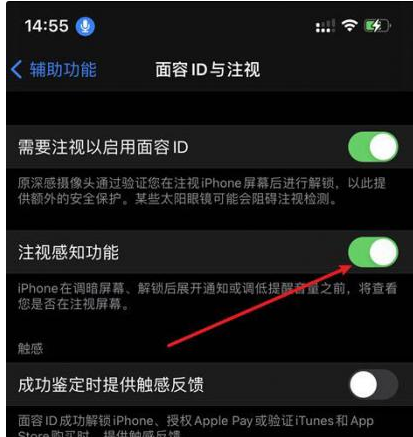 铁力苹果14维修网点分享iPhone14注视感知功能有什么用 